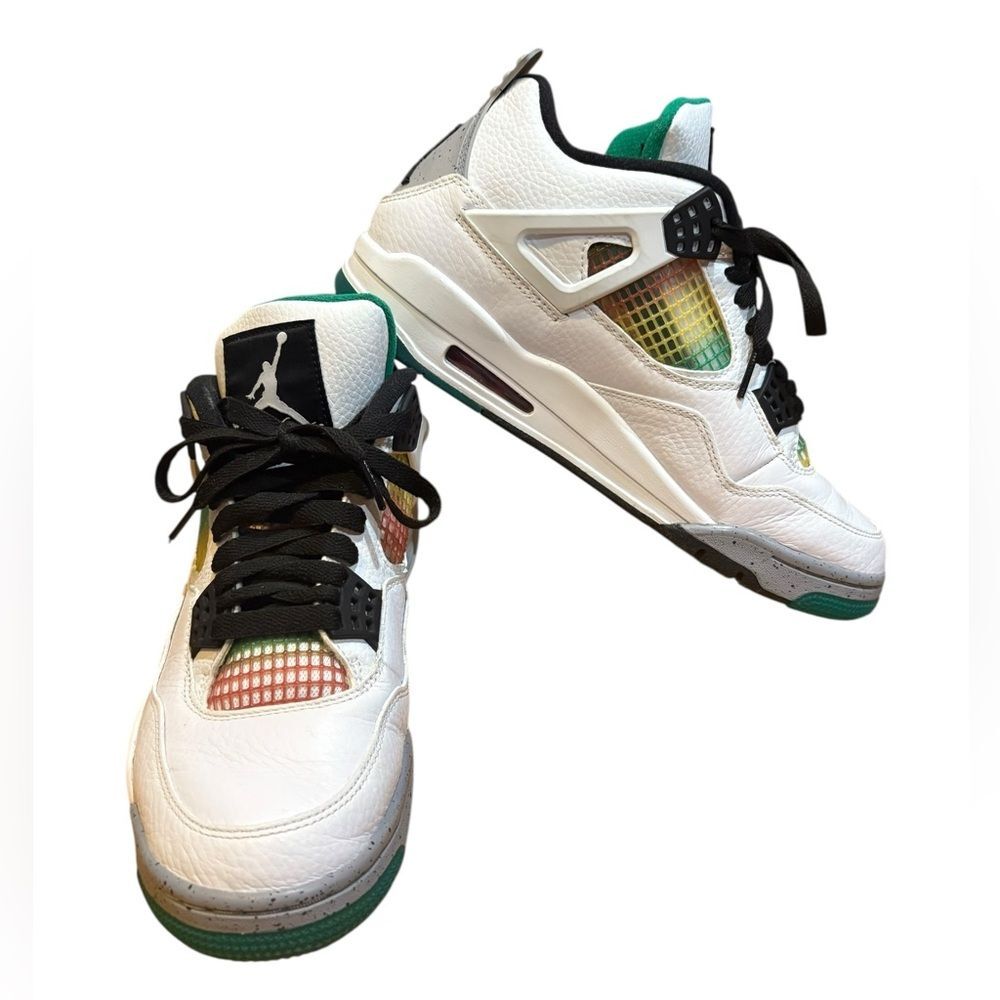 Air Jordan 4 Retro Rasta AQ9129 100 Womens Size 10 White Lucid Green Black